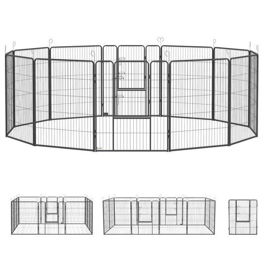 PawHut 12 Panels Heavy Duty Puppy Playpen, for Small Dogs, Indoor and Outdoor Use - Silver