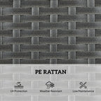 Outsunny Rattan Sun Loungers Set of 2 with Side Table, Garden Recliner Sunbeds with Adjustable Back, Cushions, Dark Grey