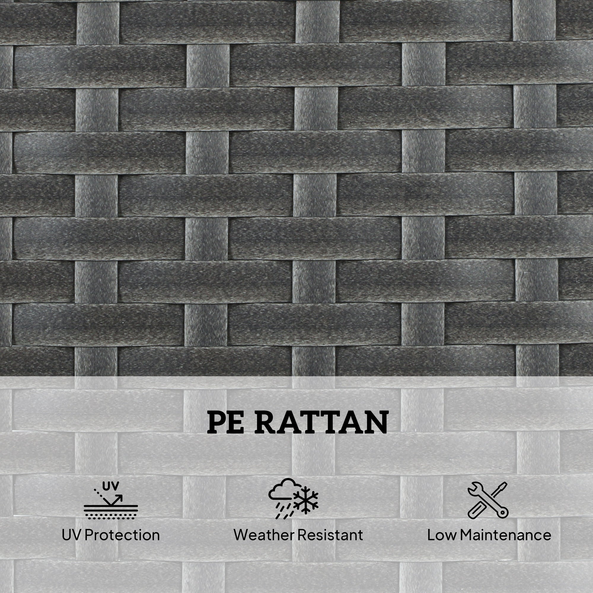 Outsunny Rattan Sun Loungers Set of 2 with Side Table, Garden Recliner Sunbeds with Adjustable Back, Cushions, Dark Grey