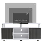 TV Cabinet Unit for TVs up to 50'' with Storage Shelf and Cupboards, Living Room Entertainment Center Media Console, Grey and White