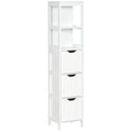 HOMCOM Narrow Floor Cabinet, Bathroom Cabinet with 3 Drawers and 2 Open Shelves, 30W x 30D x 141.6Hcm, White