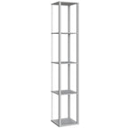 RGB LED Floor Lamp with Shelves, Modern Dimmable Standing Lamp with Remote Control, Adjustable Brightness & Speed for Living Room, Bedroom, Office, Grey