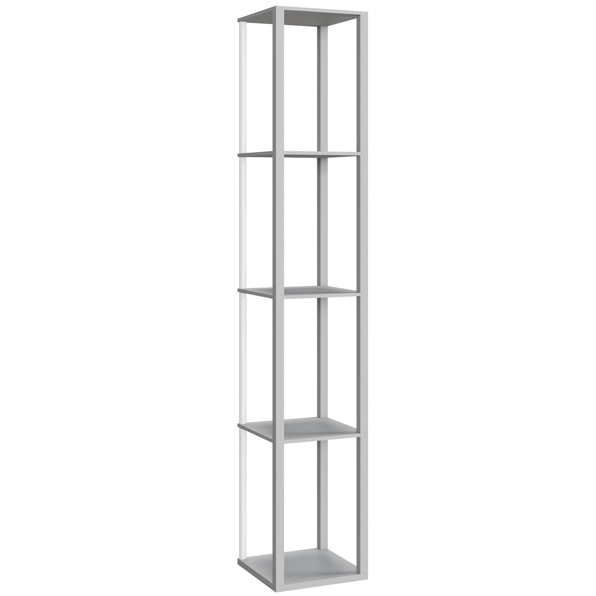RGB LED Floor Lamp with Shelves, Modern Dimmable Standing Lamp with Remote Control, Adjustable Brightness & Speed for Living Room, Bedroom, Office, Grey