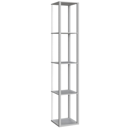RGB LED Floor Lamp with Shelves, Modern Dimmable Standing Lamp with Remote Control, Adjustable Brightness & Speed for Living Room, Bedroom, Office, Grey