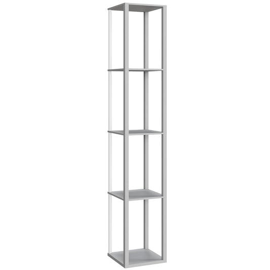 RGB LED Floor Lamp with Shelves, Modern Dimmable Standing Lamp with Remote Control, Adjustable Brightness & Speed for Living Room, Bedroom, Office, Grey