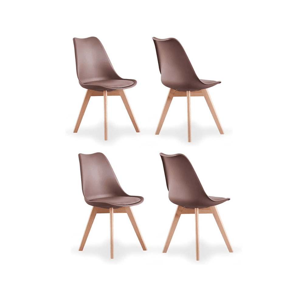 5PCs Dining Set - White Halo Dining Table & Set of 4 Lorenzo Tulip Dining Chairs