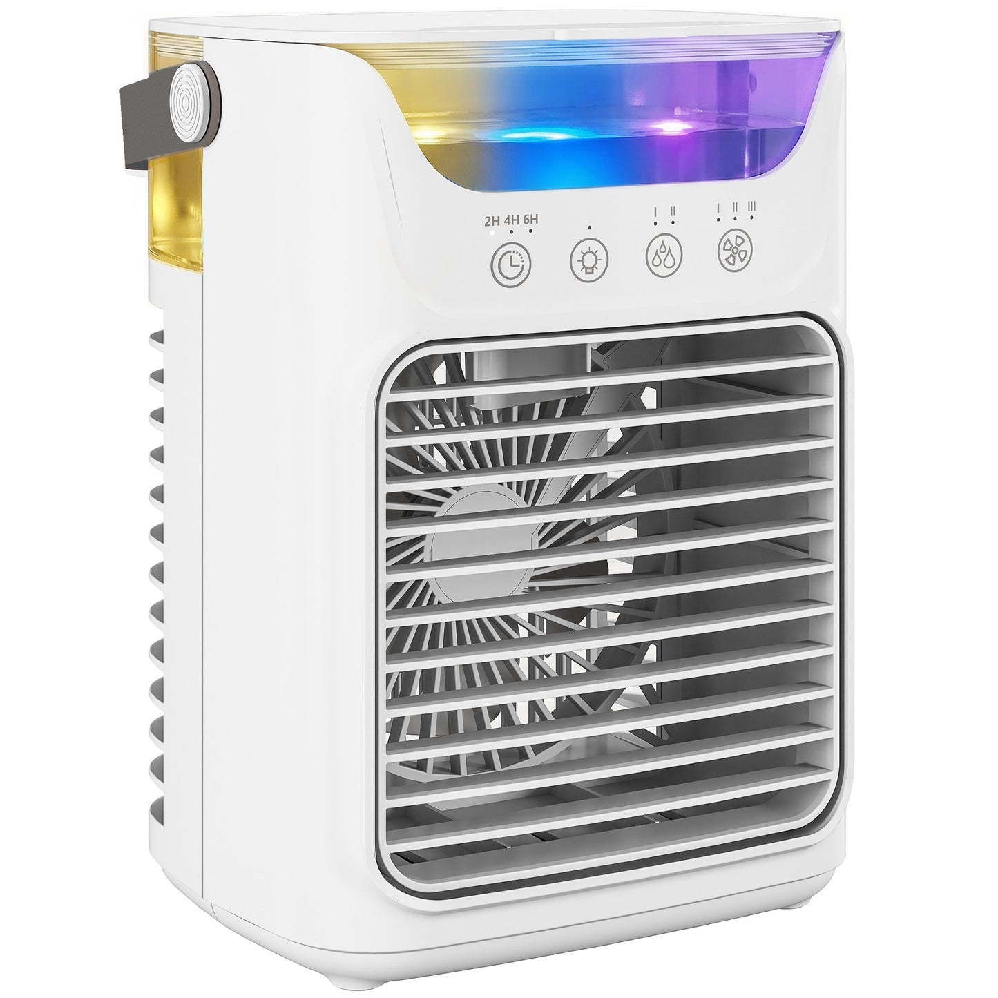 Air Cooler with Adjustable Head, Portable Air Conditioner with 3 Wind Speed, 2 Cool Mist, RGB Light, White
