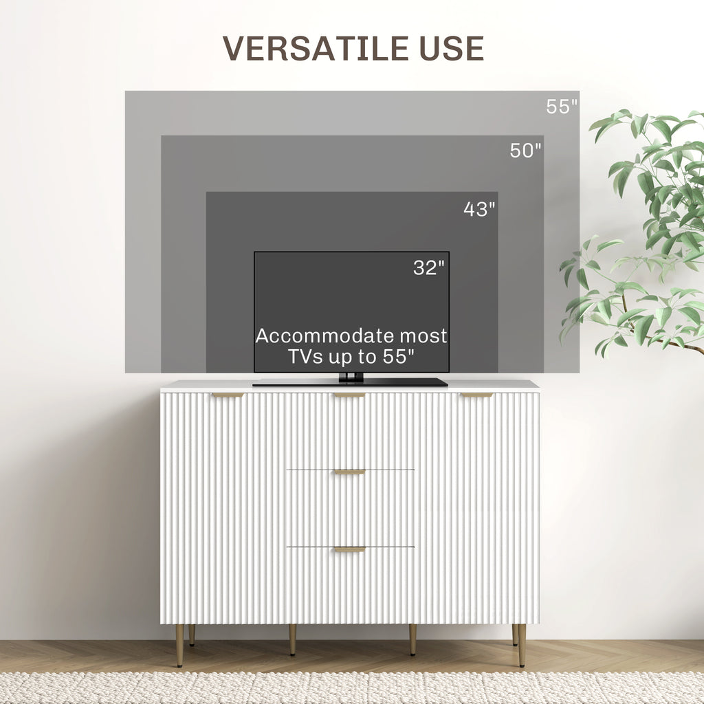 HOMCOM 2-Door Sideboard with 3 Drawers and Adjustable Shelves - White