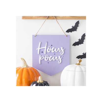 Purple Hocus Pocus Hanging Sign