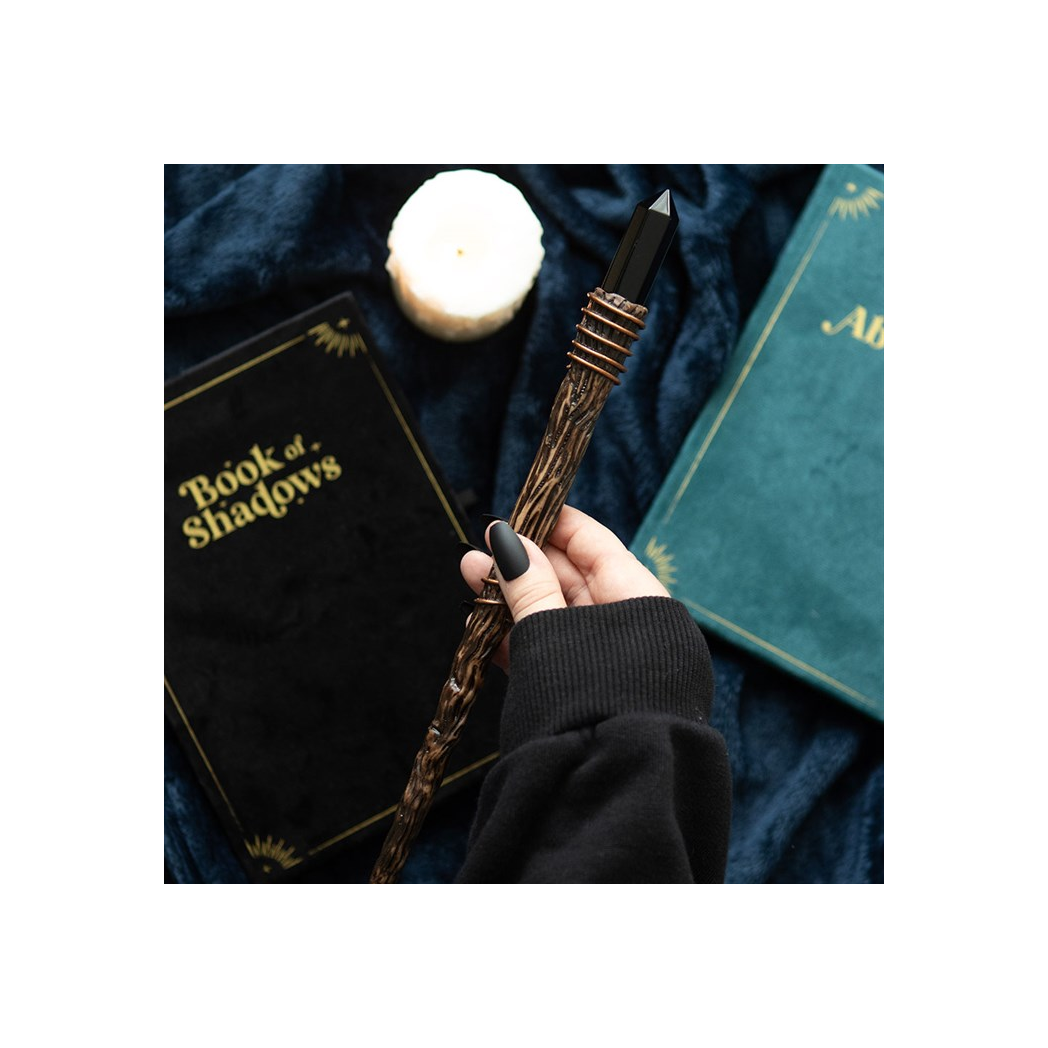Thin Protection Black Obsidian Crystal Wand