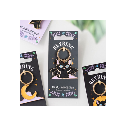 In My Witch Era Bat Cat Enamel Keyring
