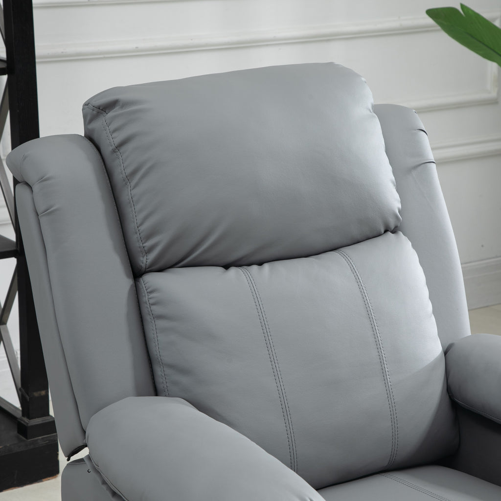 HOMCOM Riser and Recliner Chair with Vibration Massage, PU Leather Power Lift Chair for Elderly, Grey