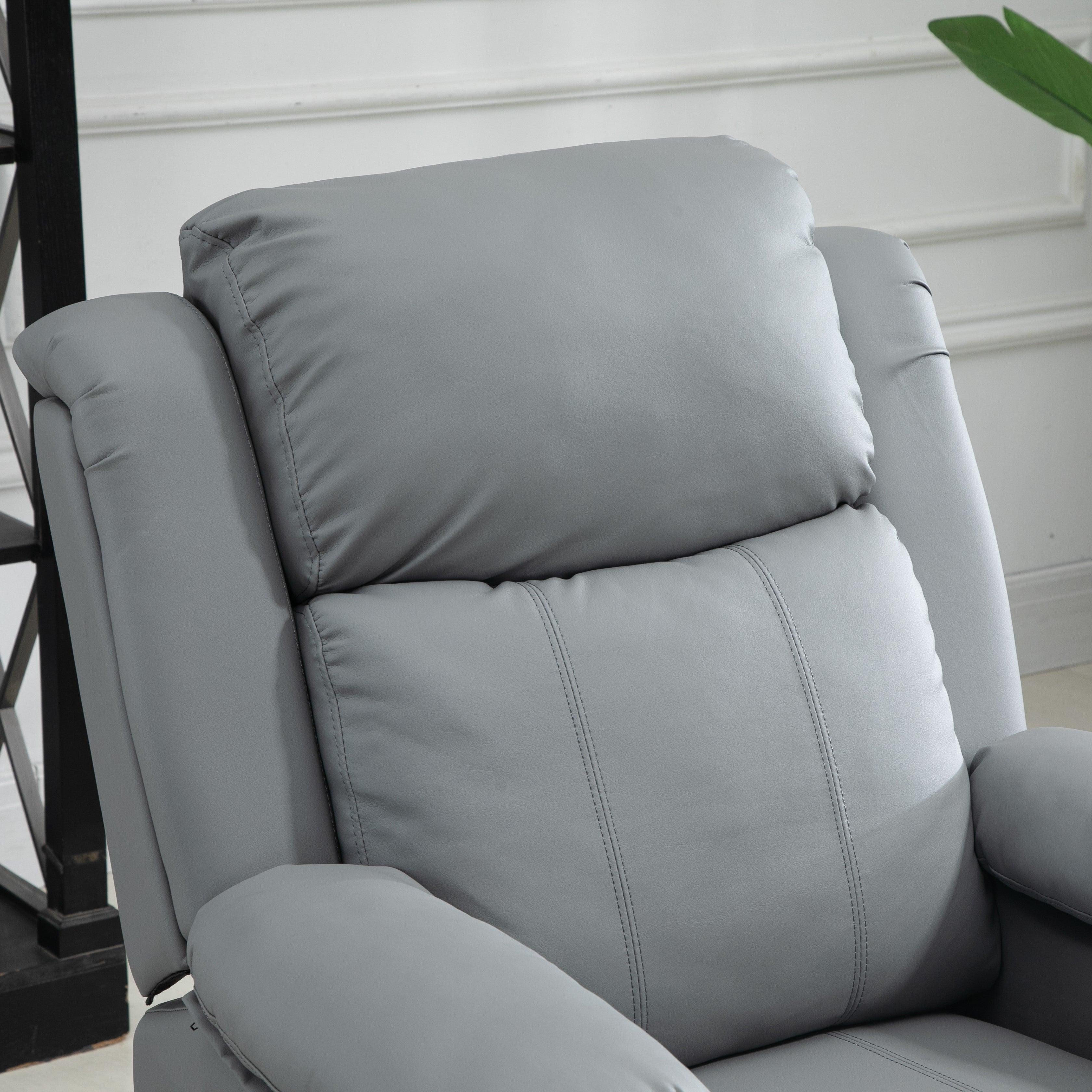 HOMCOM Riser and Recliner Chair with Vibration Massage, PU Leather Power Lift Chair for Elderly, Grey