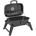 Outsunny Charcoal Barbecue Grill Folding Portable BBQ Grill for Camping with 1232 cm² Cooking Area, Adjustable Vent, Thermometer, Handles for Picnic, 59 x 37 x 36 cm, Black