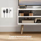 TV Stand up to 55 Inches, TV Unit with Open Shelves and Cable Holes - White
