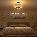 Crystal Ceiling Light, Semi Flush Mount Modern Crystal Chandelier Ceiling Light, E14 Base 3-Lights, Bulbs Not Included