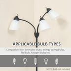 Arc Tree Floor Lamp with 3 Adjustable Rotating Lights, Industrial Standing Lamp with Steel Frame for Bedroom Living Room, 155cm, Black