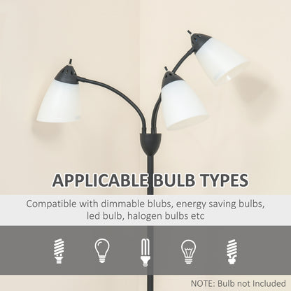 Arc Tree Floor Lamp with 3 Adjustable Rotating Lights, Industrial Standing Lamp with Steel Frame for Bedroom Living Room, 155cm, Black