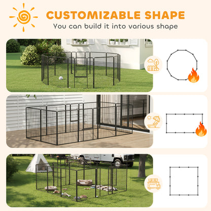 PawHut 12 Panels Heavy Duty Puppy Playpen, for Small Dogs, Indoor and Outdoor Use - Silver
