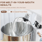 Stand Mixer, 5L Food Mixer for Baking, 6 Speeds and Pulse Setting, 1400W Cake Electric Kitchen Mixer with Dough Hook, Whisk, Stainless Steel Bowl, Splash Guard, Beater, White