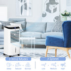 Portable Air Cooler, Evaporative Anion Ice Cooling Fan Water Conditioner Humidifier Unit with 10L Water Tank, 3 Modes, 3 Speed, Remote, Timer, Oscillating for Home Quiet Bedroom, White