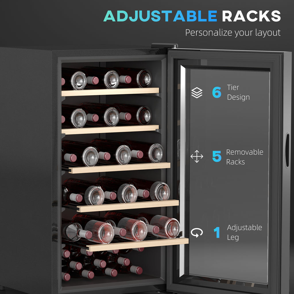 41 Bottle Wine Fridge, 91 Litre Capacity, 45cm Freestanding Wine Cooler Fridge with Glass Door, LED Light, Digital Touch Screen, Temperature Control, Black