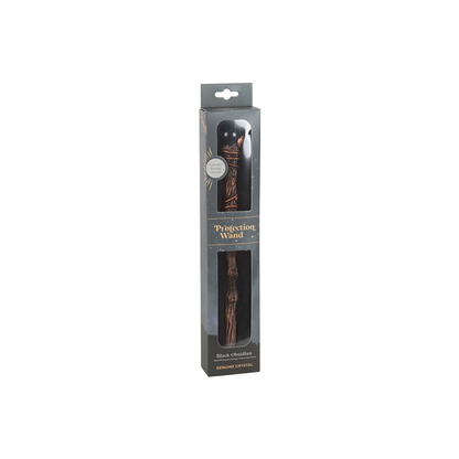 Protection Black Obsidian Crystal  Wand with Pouch