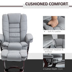 HOMCOM Manual Recliner and Footrest Set PU Leather Leisure Lounge Chair Armchair with Swivel Wood Base, Grey