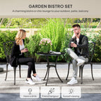 Outsunny 3 Pieces Garden Dining Set for 2, Cast Aluminium Outdoor Dining Set with 2 Armchairs and Round Dining Table with Parasol Hole, Garden Furniture Bistro Set, Bronze Tone