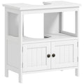 kleankin Pedestal Under Sink Cabinet with Double Doors, Modern Bathroom Vanity Storage Unit with Shelves, White
