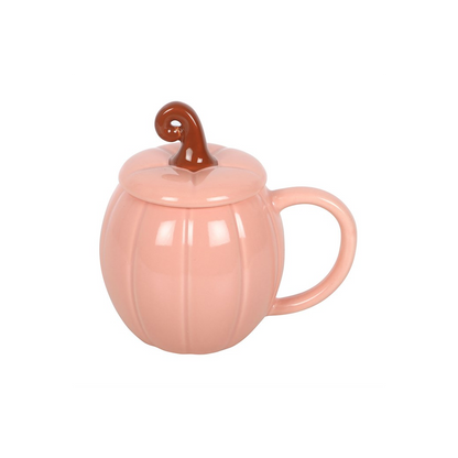 Pink Curly Pumpkin Lidded Mug