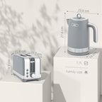 Sleek Textured Kettle and Toaster Set - Grey