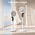 20 dB Silent Standing Fan, 41in Pedestal Fan with Remote, Oscillating, 8 Speeds, Adjustable Height, 12H Timer