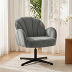 HOMCOM Swivel Accent Chair, Shell-Shaped Armchair with Spring Cushion, Metal Base, Grey