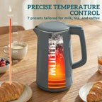 Electric Kettle, 1.7L Fast Boil 3kW Water Kettle with UK Strix Thermostat, LED Display, Keep Warm Function, Grey