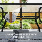 Outsunny Seven-Piece Garden Dining Set with Cushions - Black