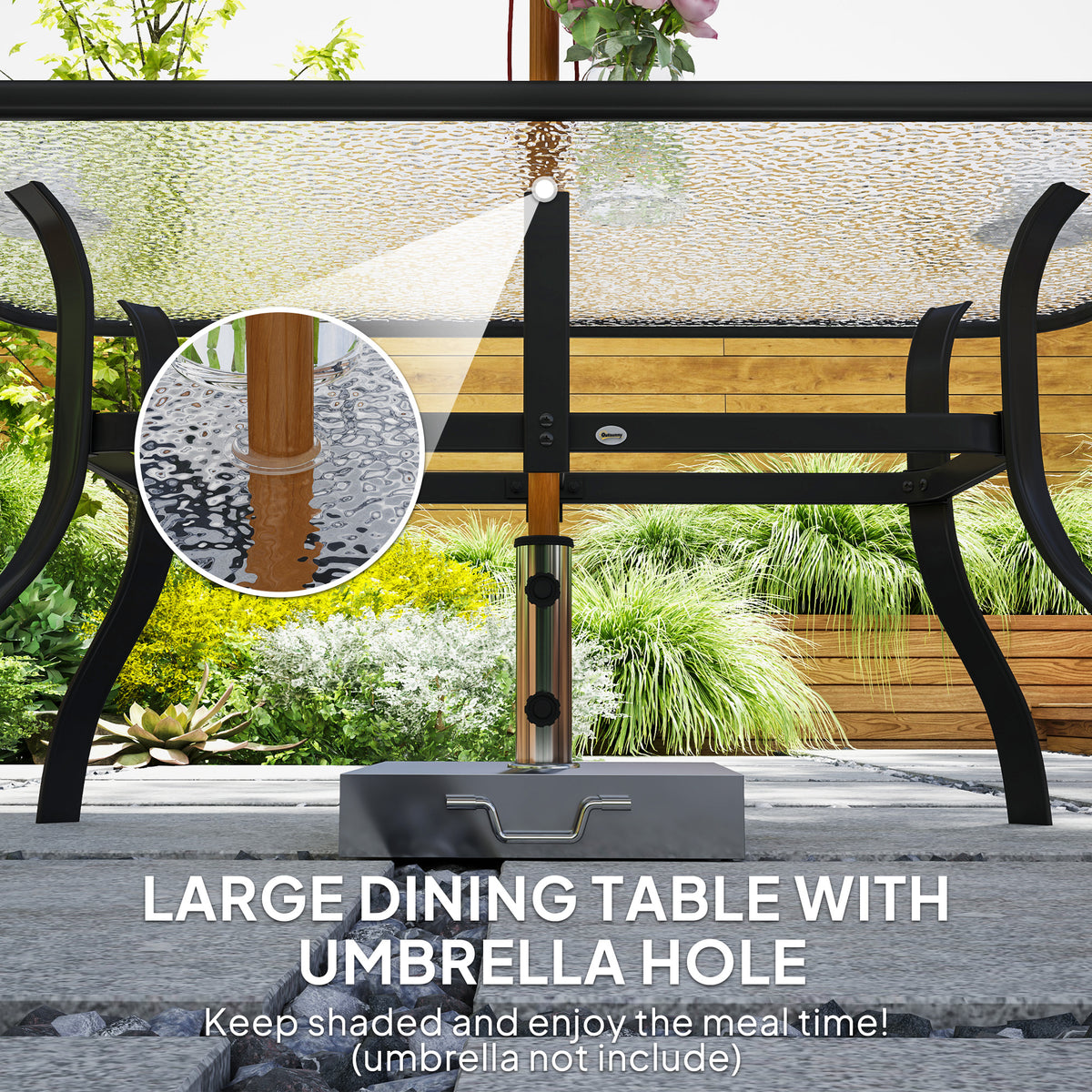 Outsunny Seven-Piece Garden Dining Set with Cushions - Black