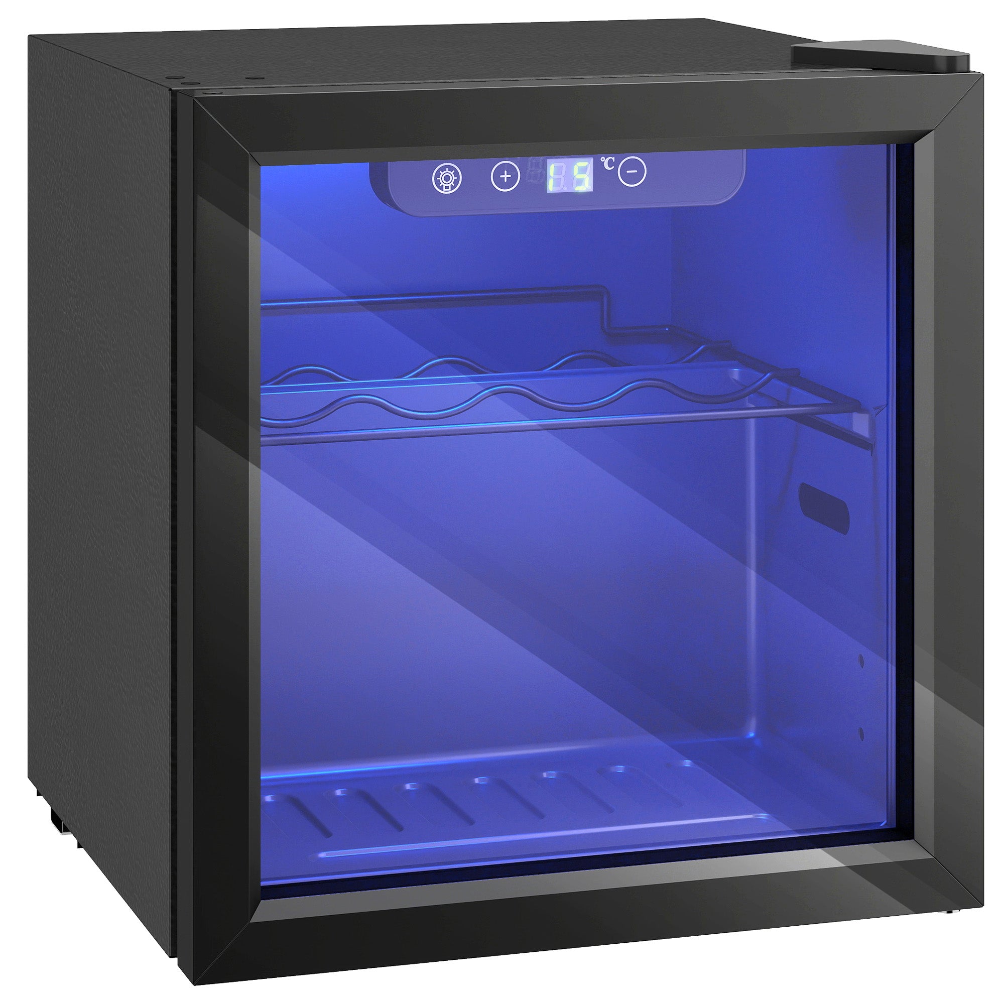 12 Bottle Wine Cooler, 36 Litre Capacity, 4-16°C Tabletop Drinks Wine Fridge with Glass Door, LED Light, Black