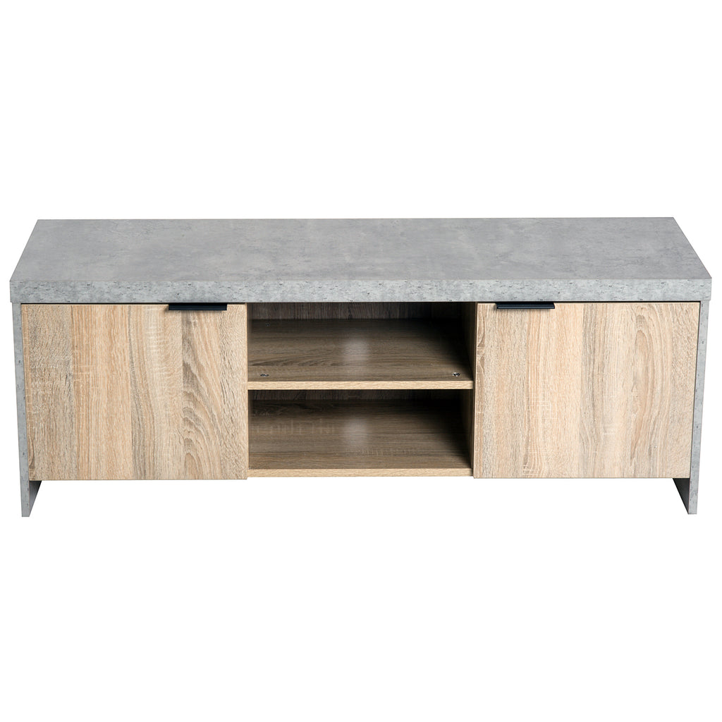 TV Stand for TV up to 55", 2 Doors TV Cabinet with Open Shelves, TV Unit TV Table for Living Room Bedroom Entertainment Room, 120L x 40W x 44H, Grey