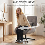 HOMCOM Accent Chair, Chenille Upholstered Swivel Armchair with Lumbar Pillow, High Back, Deep Seat and Metal Legs, Light Grey