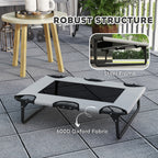 PawHut Portable Raised Dog Bed, Elevated Pet Cot with Breathable Mesh for Indoor Outdoor, for Small Medium Dogs, Light Grey