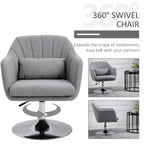 HOMCOM Swivel Accent Chair, Linen Fabric Tub Vanity Chair, Modern Armchair with Adjustable Height and Lumbar Support for Living Room Bedroom Salon Make up Room Dressing Table, Light Grey