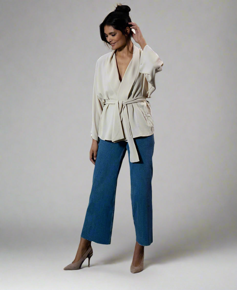 Cream Soft Belted Jacket