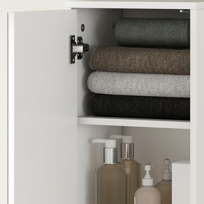 kleankin Tall Bathroom Cabinet with Mirror and Adjustable Shelf - White