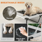 PawHut Portable Elevated Dog Bed with Removable Canopy, Cooling Raised Pet Cot for Medium Large Dogs, 92 x 75 x 85 cm