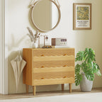 HOMCOM Dresser for Bedroom 3 Drawer Chest of Drawers with Steel Frame for Living Room in Oak