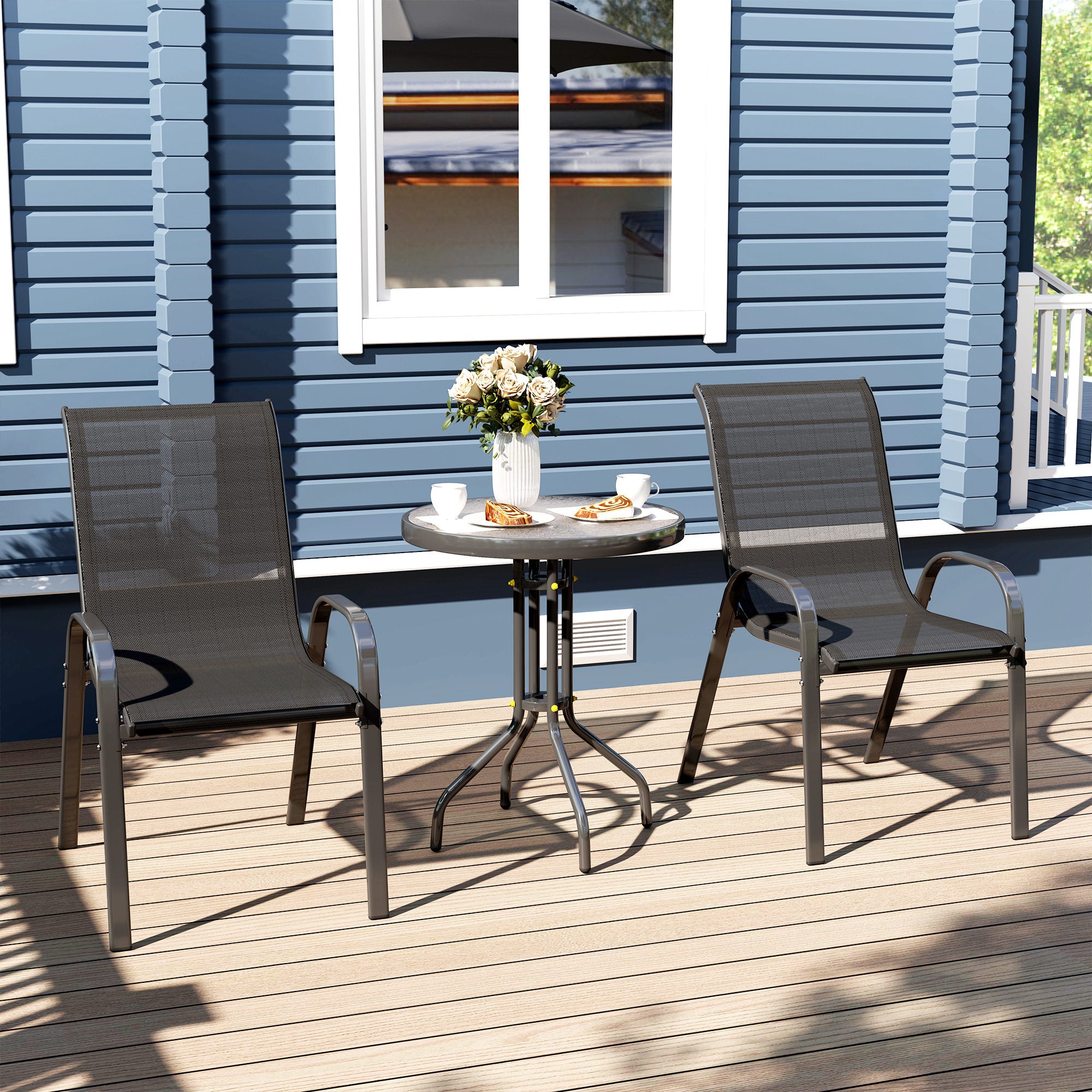 Outsunny Three-Piece Outdoor Garden Set - Black
