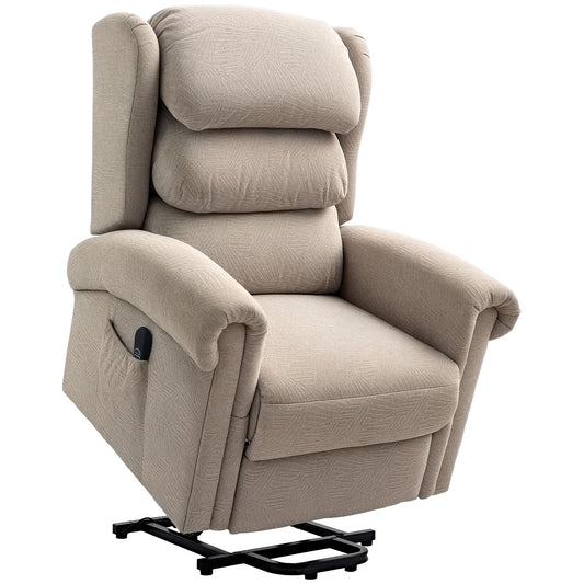 Velvet-Feel Electric Riser Recliner Chair - Khaki