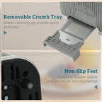 4 Slice Toaster with 7 Browning Levels, Bread Toaster with Removable Crumb Tray, Grey