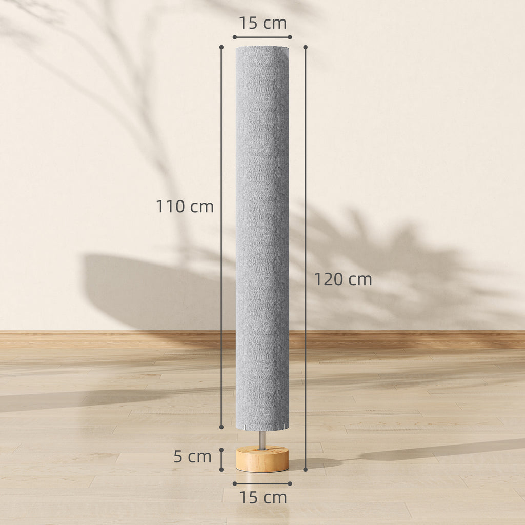 LED Floor Lamp for Living Room, 120cm Modern Standing Lamp with 3000K/4500K/6500K Colour Temperatures, Linen Shade and Wooden Base, Grey